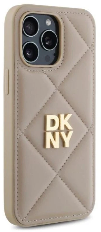 Dėklas DKNY DKHCP14XPQDSLE Apple iPhone 14 Pro Max 6.7" smėlio spalvos dygsniuotas „Quited Stack Logo“