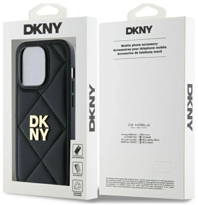 Dėklas DKNY DKHCP14XPQDSLK Apple iPhone 14 Pro Max 6.7″ juodos spalvos Quilted Stack Logo