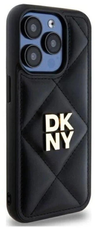 Dėklas DKNY DKHCP15LPQDSLK Apple iPhone 15 Pro 6.1″ juodos spalvos Quilted Stack Logo