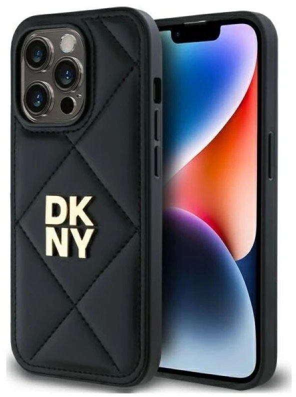 Dėklas DKNY DKHCP14XPQDSLK Apple iPhone 14 Pro Max 6.7″ juodos spalvos Quilted Stack Logo