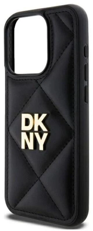 Dėklas DKNY DKHCP15LPQDSLK Apple iPhone 15 Pro 6.1″ juodos spalvos Quilted Stack Logo