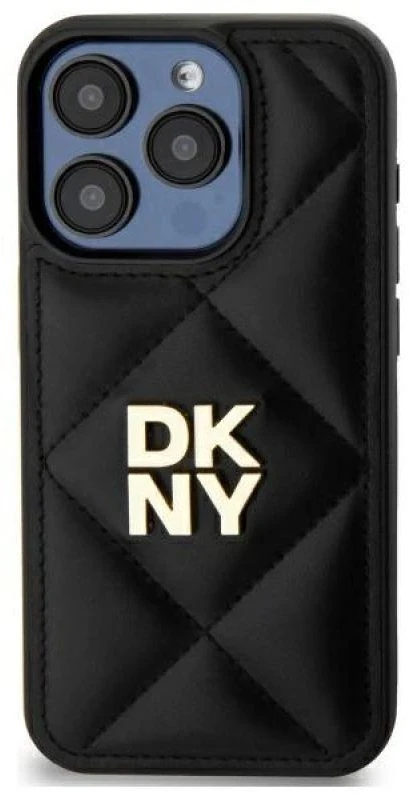 Dėklas DKNY DKHCP15XPQDSLK Apple iPhone 15 Pro Max 6.7″ juodos spalvos Quilted Stack Logo