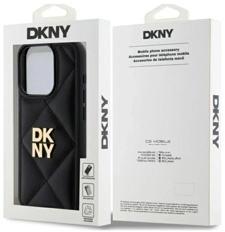 Dėklas DKNY DKHCP15XPQDSLK Apple iPhone 15 Pro Max 6.7″ juodos spalvos Quilted Stack Logo