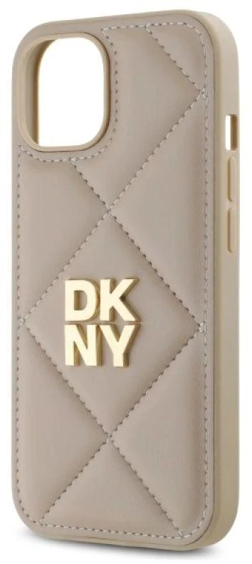 Dėklas DKNY DKHCP15SPQDSLE Apple iPhone 15 6.1" smėlio spalvos su dygsniuotu logotipu