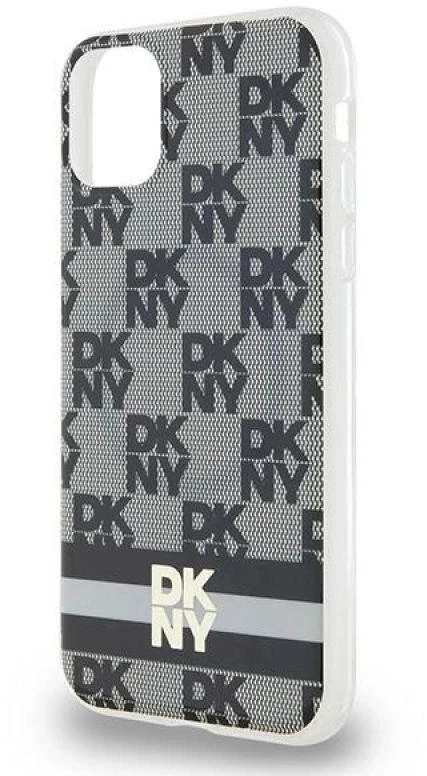 DKNY DKHMN61HCPTSK Apple iPhone 11 Xr 6.1 inch juodos spalvos kietas dėklas IML Checkered Mono Pattern & Printed Strip