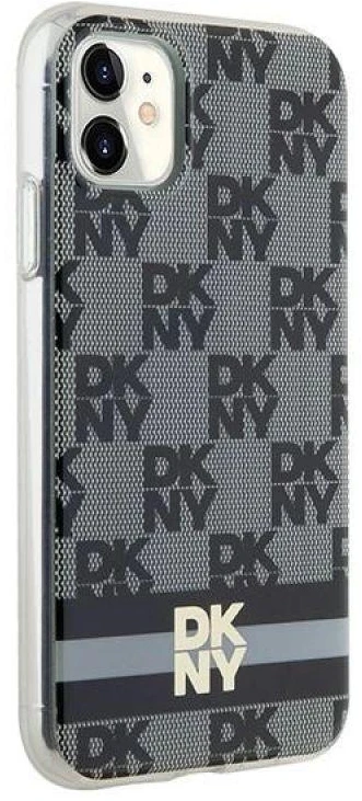 DKNY DKHMN61HCPTSK Apple iPhone 11 Xr 6.1 inch juodos spalvos kietas dėklas IML Checkered Mono Pattern & Printed Strip
