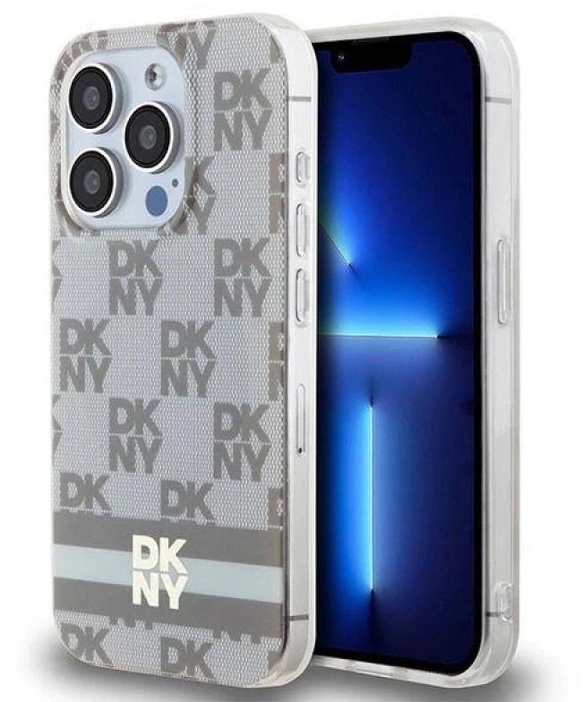 DKNY DKHMP13XHCPTSE Apple iPhone 13 Pro Max 6.7 inch beige kietas dėklas IML Checkered Mono Pattern & Printed S