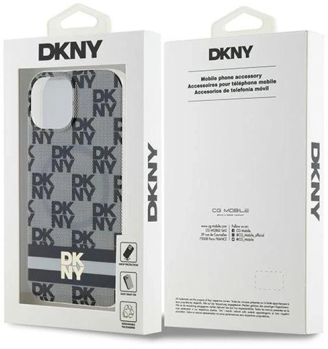 DKNY DKHMP15MHCPTSK Apple iPhone 15 Plus 14 Plus 6.7 inch juodos spalvos kietas dėklas IML Checkered Mono Pattern & Pr