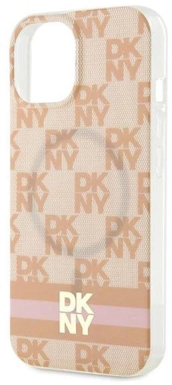 DKNY DKHMP15SHCPTSP Apple iPhone 15 14 13 6.1 inch rožinės spalvos kietas dėklas IML Checkered Mono Pattern & Printed