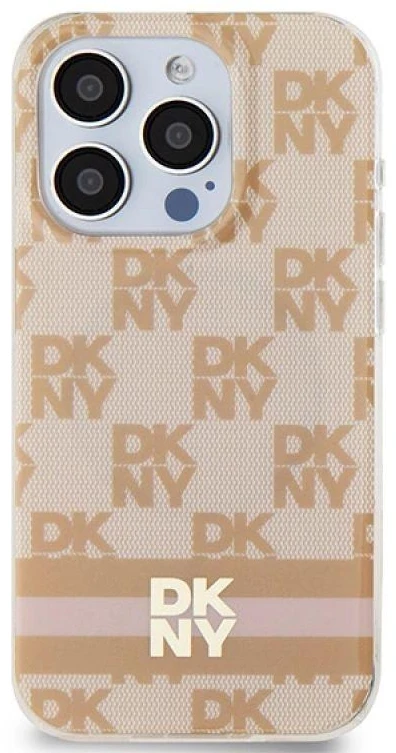DKNY DKHMP15XHCPTSP Apple iPhone 15 Pro Max 6.7 inch rožinės spalvos kietas dėklas IML Checkered Mono Pattern & Printed St