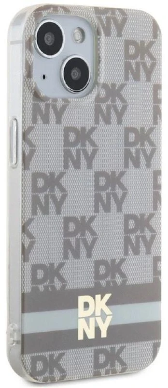 DKNY DKHMP14SHCPTSE Apple iPhone 14 15 13 6.1 inch beige kietas dėklas IML Checkered Mono Pattern & Printed