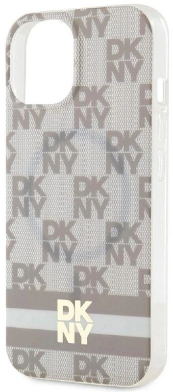 DKNY DKHMP14SHCPTSE Apple iPhone 14 15 13 6.1 inch beige kietas dėklas IML Checkered Mono Pattern & Printed