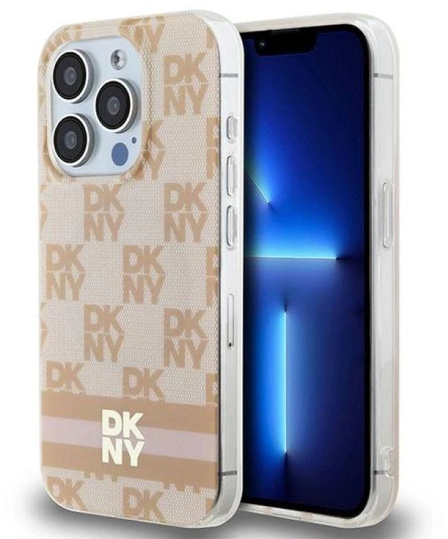 DKNY DKHMP13XHCPTSP Apple iPhone 13 Pro Max 6.7 inch rožinės spalvos kietas dėklas IML Checkered Mono Pattern & Printed St
