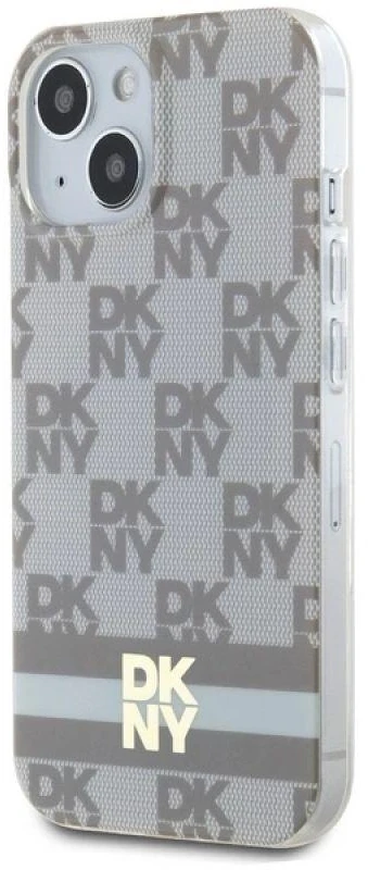 DKNY DKHMP14SHCPTSE Apple iPhone 14 15 13 6.1 inch beige kietas dėklas IML Checkered Mono Pattern & Printed
