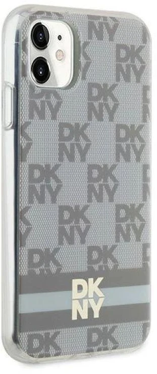 DKNY DKHMN61HCPTSE Apple iPhone 11 Xr 6.1 inch beige kietas dėklas IML Checkered Mono Pattern & Printed Strip
