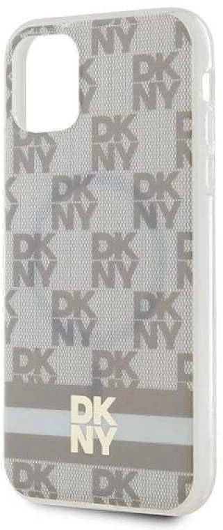 DKNY DKHMN61HCPTSE Apple iPhone 11 Xr 6.1 inch beige kietas dėklas IML Checkered Mono Pattern & Printed Strip