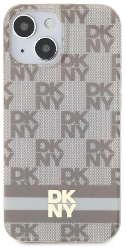 DKNY DKHMP15MHCPTSE Apple iPhone 15 Plus 14 Plus 6.7 inch beige kietas dėklas IML Checkered Mono Pattern & Pr