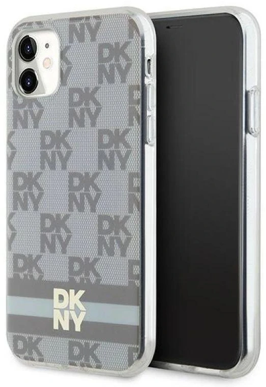 DKNY DKHMN61HCPTSE Apple iPhone 11 Xr 6.1 inch beige kietas dėklas IML Checkered Mono Pattern & Printed Strip