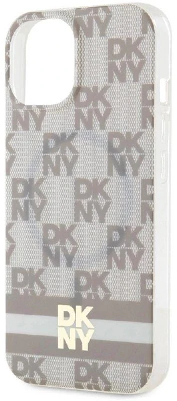 DKNY DKHMP15MHCPTSE Apple iPhone 15 Plus 14 Plus 6.7 inch beige kietas dėklas IML Checkered Mono Pattern & Pr