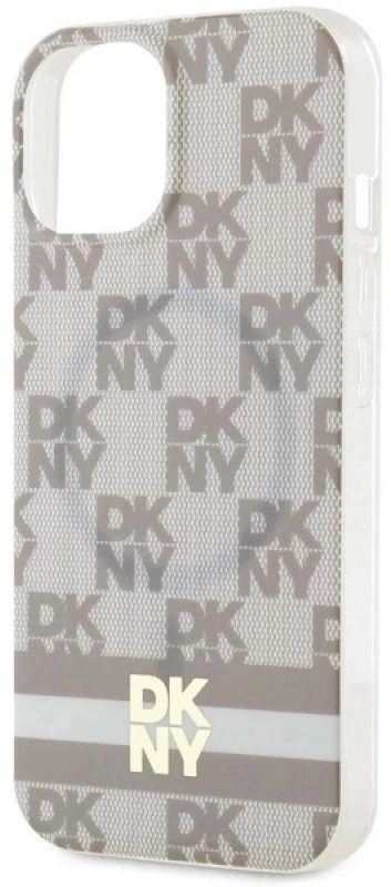 DKNY DKHMP15SHCPTSE Apple iPhone 15 14 13 6.1 inch beige kietas dėklas IML Checkered Mono Pattern & Printed