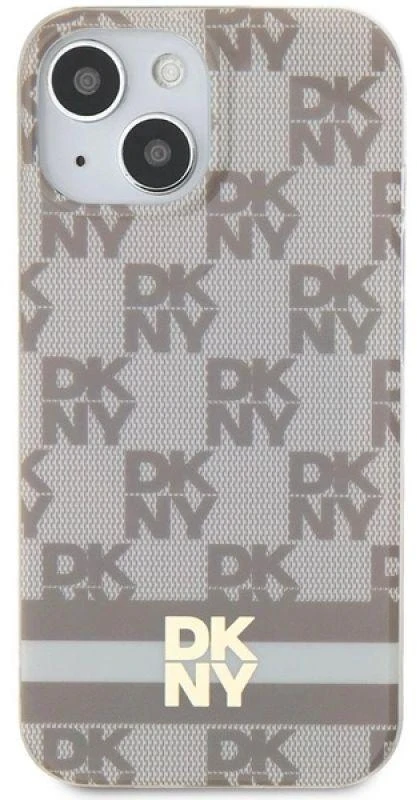 DKNY DKHMP15SHCPTSE Apple iPhone 15 14 13 6.1 inch beige kietas dėklas IML Checkered Mono Pattern & Printed