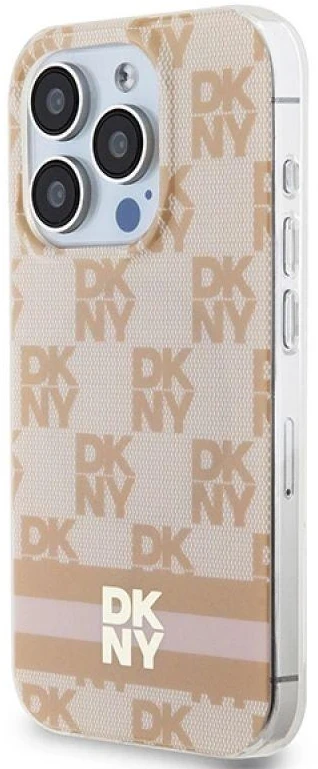 DKNY DKHMP15XHCPTSP Apple iPhone 15 Pro Max 6.7 inch rožinės spalvos kietas dėklas IML Checkered Mono Pattern & Printed St