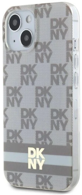 DKNY DKHMP15SHCPTSE Apple iPhone 15 14 13 6.1 inch beige kietas dėklas IML Checkered Mono Pattern & Printed
