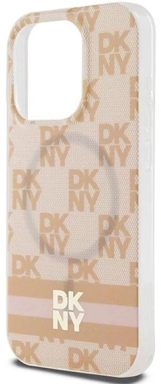 DKNY DKHMP15XHCPTSP Apple iPhone 15 Pro Max 6.7 inch rožinės spalvos kietas dėklas IML Checkered Mono Pattern & Printed St