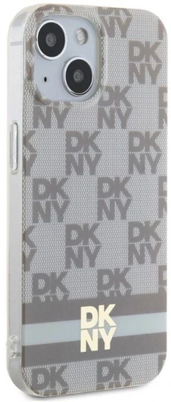 DKNY DKHMP15SHCPTSE Apple iPhone 15 14 13 6.1 inch beige kietas dėklas IML Checkered Mono Pattern & Printed