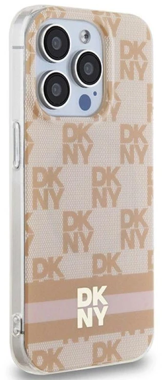 DKNY DKHMP15XHCPTSP Apple iPhone 15 Pro Max 6.7 inch rožinės spalvos kietas dėklas IML Checkered Mono Pattern & Printed St