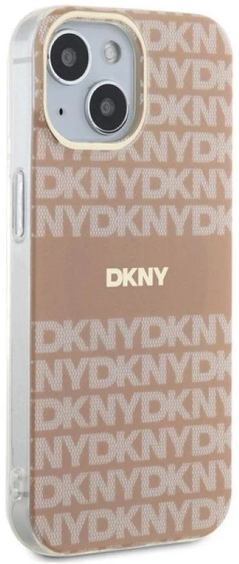 DKNY DKHMP15MHRHSEP Apple iPhone 15 Plus 14 Plus 6.7 inch rožinės spalvos kietas dėklas IML Mono & Stripe MagSafe