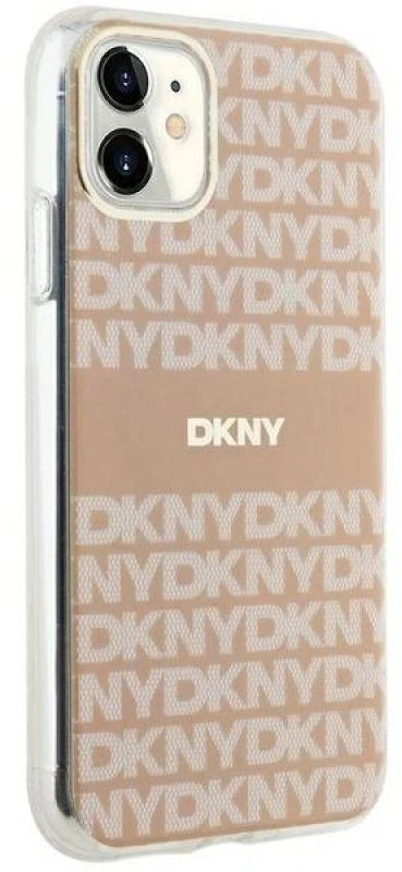 DKNY DKHMN61HRHSEP Apple iPhone 11 Xr 6.1 inch rožinės spalvos kietas dėklas IML Mono & Stripe MagSafe