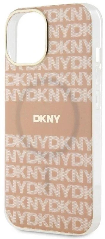 DKNY DKHMP15MHRHSEP Apple iPhone 15 Plus 14 Plus 6.7 inch rožinės spalvos kietas dėklas IML Mono & Stripe MagSafe