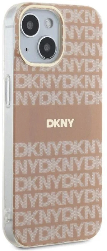 DKNY DKHMP15SHRHSEP Apple iPhone 15 14 13 6.1 inch rožinės spalvos kietas dėklas IML Mono & Stripe MagSafe