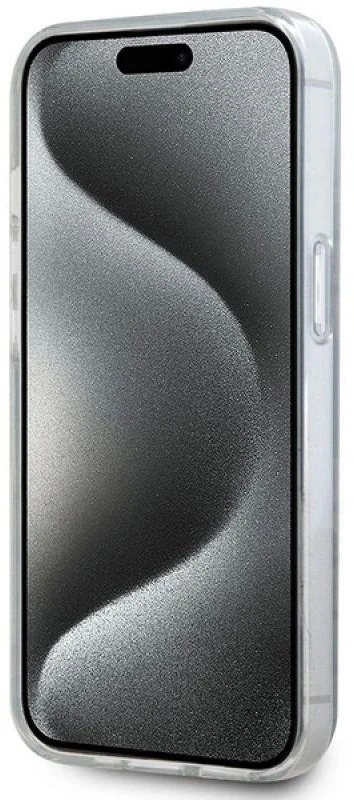 DKNY DKHMP15MHRHSEK Apple iPhone 15 Plus 14 Plus 6.7 inch juodos spalvos kietas dėklas IML Mono & Stripe MagSafe