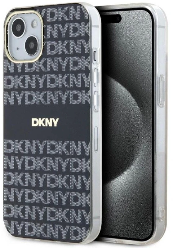 DKNY DKHMP15MHRHSEK Apple iPhone 15 Plus 14 Plus 6.7 inch juodos spalvos kietas dėklas IML Mono & Stripe MagSafe