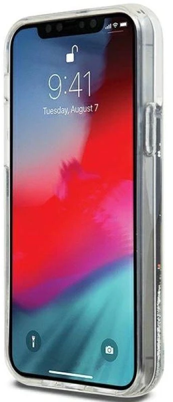 DKNY DKHCP12MLBNAEK Apple iPhone 12 12 Pro 6.1″ juodos spalvos kietas dėklas Liquid Glitter Big Logo