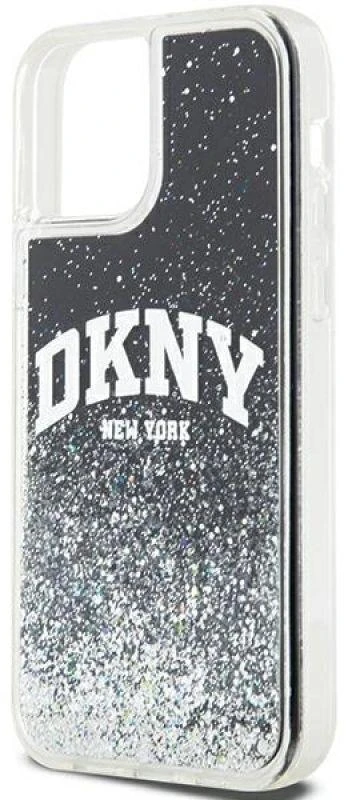 DKNY DKHCP12MLBNAEK Apple iPhone 12 12 Pro 6.1″ juodos spalvos kietas dėklas Liquid Glitter Big Logo