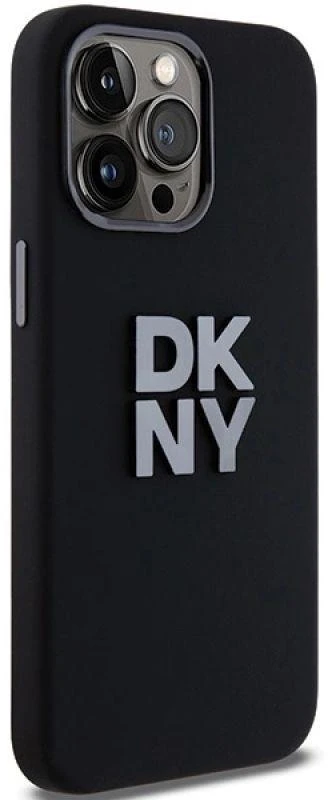 DKNY DKHCP15XSMCBSK Apple iPhone 15 Pro Max 6.7″ juodos spalvos kietas dėklas Liquid Silicone Metal Logo