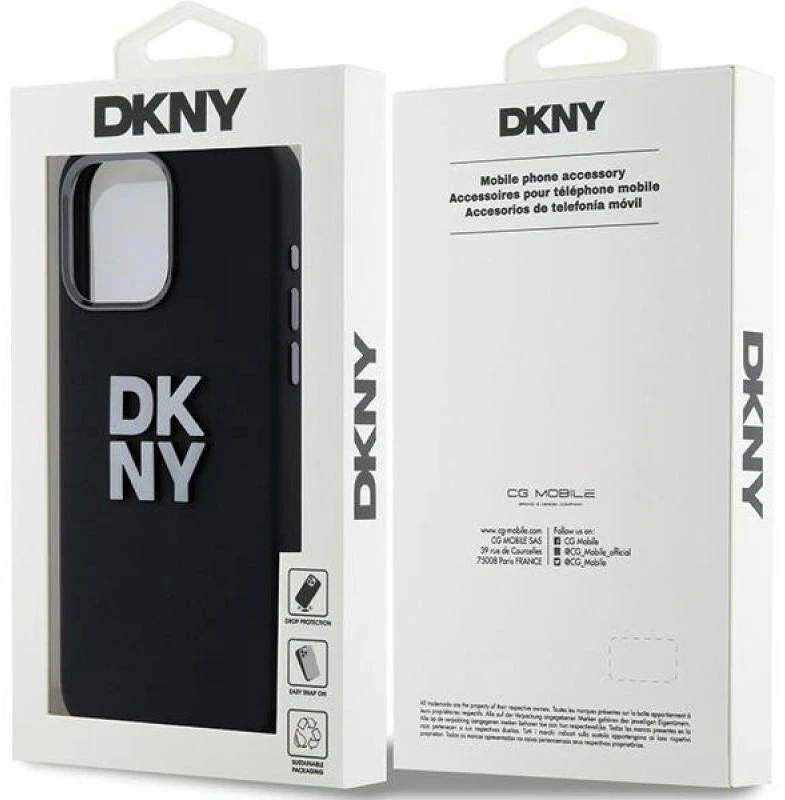 DKNY DKHCP15XSMCBSK Apple iPhone 15 Pro Max 6.7″ juodos spalvos kietas dėklas Liquid Silicone Metal Logo