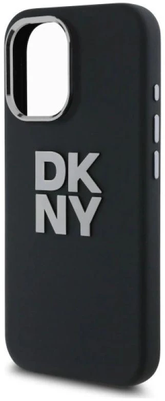 DKNY DKHCP16SSMCBSK Apple iPhone 16 6.1″ juodos spalvos kietas dėklas Liquid Silicone Metal Logo