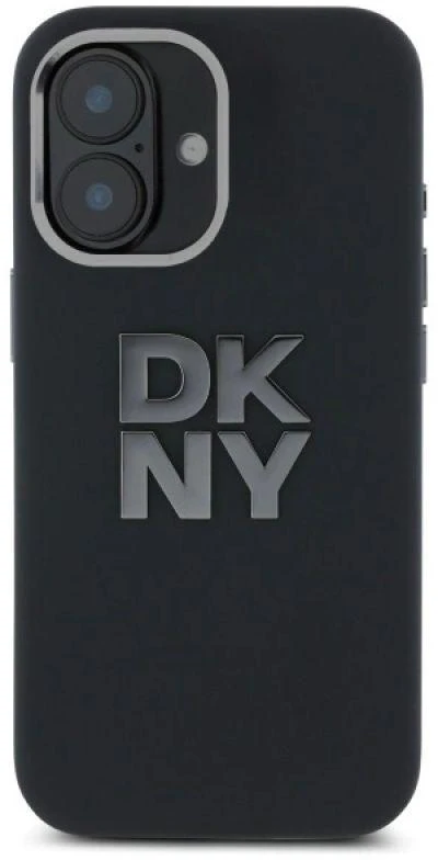 DKNY DKHCP16SSMCBSK Apple iPhone 16 6.1″ juodos spalvos kietas dėklas Liquid Silicone Metal Logo