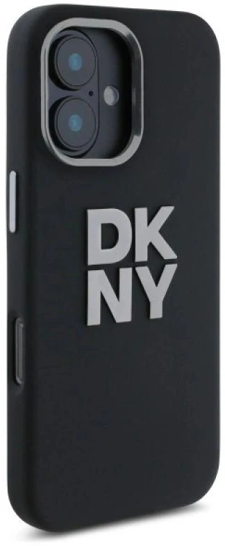 DKNY DKHCP16SSMCBSK Apple iPhone 16 6.1″ juodos spalvos kietas dėklas Liquid Silicone Metal Logo