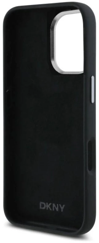 DKNY DKHCP16SSMCBSK Apple iPhone 16 6.1″ juodos spalvos kietas dėklas Liquid Silicone Metal Logo