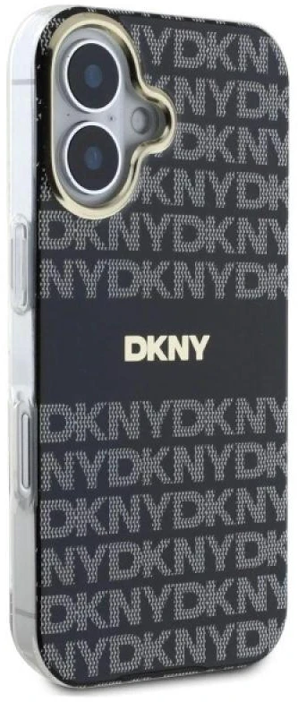DKNY PC/TPU Repeat Pattern Tonal Stripe Magsafe Apple iPhone 16 dėklas telefonui juodos spalvos