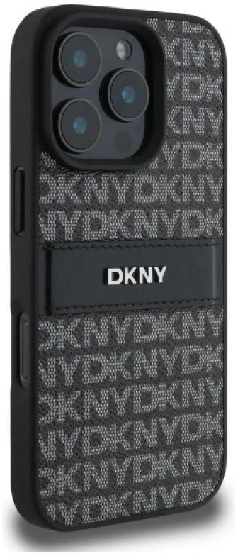 DKNY DKHCP16LPRTHSLK Apple iPhone 16 Pro 6.3" dėklas telefonui juodos spalvos Texture Pattern Tonal Stripe