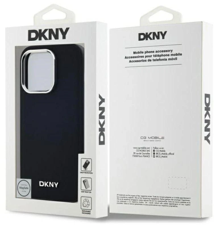 DKNY DKHMP14LPSCMCLK Apple iPhone 14 Pro 6.1″ juodos spalvos kietas dėklas Plain Logo MagSafe