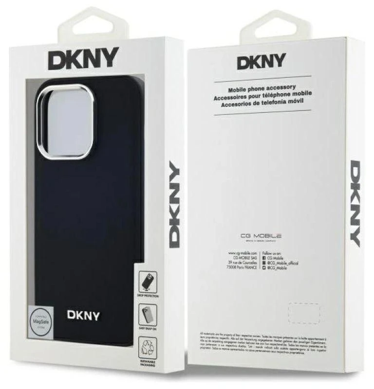 DKNY DKHMP14LPSCMCLK iPhone 14 Pro 6.1″ juodos spalvos kietas dėklas Plain Logo MagSafe