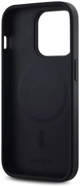 DKNY DKHMP14LPSCMCLK Apple iPhone 14 Pro 6.1″ juodos spalvos kietas dėklas Plain Logo MagSafe