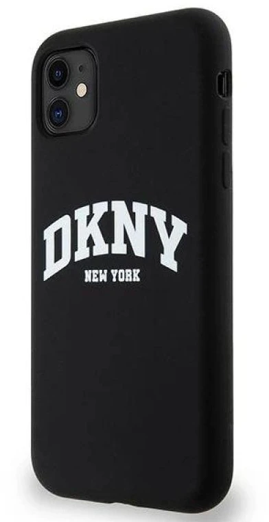 Apple iPhone 11 DKNY dėklas Liquid Silicone Baltas Printed Logo MagSafe (DKHMN61SNYACH) juodos spalvos